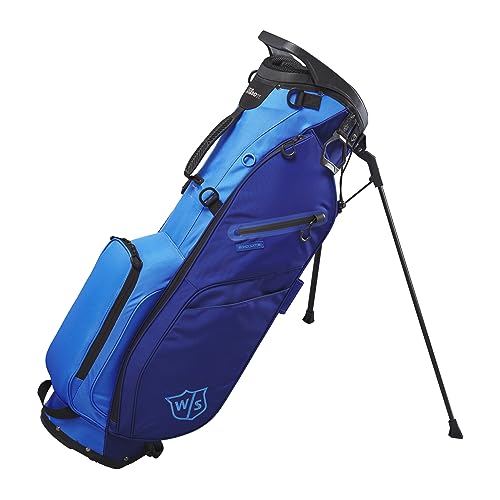Wilson Staff Golftasche, EXO Lite Stand Bag, Trage-/Trolleytasche, 4 Fächer für diverse Eisen, Dunkelblau/Hellblau Wilson Staff Golftasche, EXO Lite Stand Bag, Trage-/Trolleytasche, 4 Fächer für diverse Eisen, Dunkelblau/Hellblau von Wilson