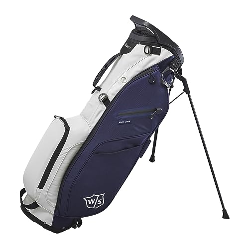 Wilson Staff Golftasche, EXO Lite Stand Bag, Trage-/Trolleytasche, 4 Fächer für diverse Eisen, Marineblau/Cremefarben von Wilson