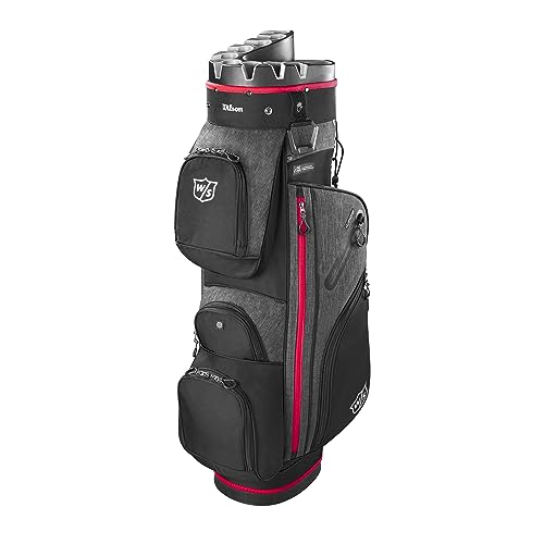 Wilson Staff Golftasche, i Lock 3 Cart Bag, Trolleytasche, 14 Fächer für diverse Golfschläger, Schwarz/Rot Wilson Staff Golftasche, i Lock 3 Cart Bag, Trolleytasche, 14 Fächer für diverse Golfschläger, Schwarz/Rot von Wilson