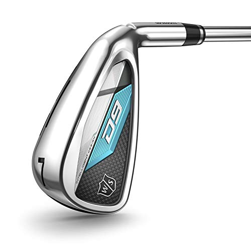 Wilson Staff Golfschläger-Eisensatz, D9, Für Damen, 6-PW, SW, L-Flex, Für Rechtshänder, Schaft aus Graphit, 6-teilig, Silber/Blau, WGR200011 Wilson Staff Golfschläger-Eisensatz, D9, Für Damen, 6-PW, SW, L-Flex, Für Rechtshänder, Schaft aus Graphit, 6-teilig, Silber/Blau, WGR200011 von Wilson