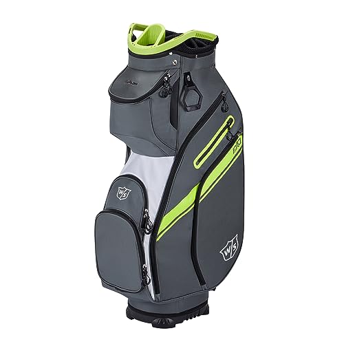 Wilson Staff Golftasche, EXO II Cart Bag, Trolleytasche, Für bis zu 14 Schläger, Grau/Weiß/Limettengrün, 2,3 kg, WGB6650CH von Wilson