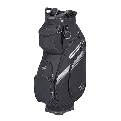 Wilson Staff Golftasche, EXO II Cart Bag, Trolleytasche, Für bis zu 14 Schläger, Schwarz/Silber, 2,3 kg, WGB6650BL Wilson Staff Golftasche, EXO II Cart Bag, Trolleytasche, Für bis zu 14 Schläger, Schwarz/Silber, 2,3 kg, WGB6650BL von Wilson