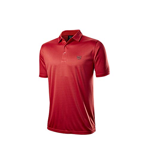 Wilson Staff Herren Golf-Poloshirt, WILSON STAFF STRIPE POLO, Polyester, Rot, Gr. L, WGA700729LG von Wilson