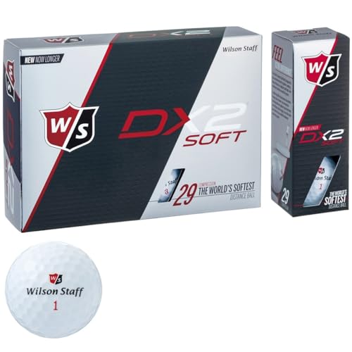 Wilson Staff Herren Golfbälle, 12er Pack, Anfänger, 29er Kompression, Dx2 SOFT, Weiß, WGWP40400 von Wilson