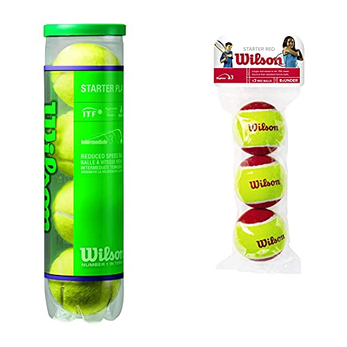 Wilson Tennisbälle Starter Play Green für Kinder und Jugendliche, Gelb, 4er Dose, WRT137400 & Tennisbälle Starter Red für Kinder, gelb/rot, 3er Pack, WRT137001 Wilson Tennisbälle Starter Play Green für Kinder und Jugendliche, Gelb, 4er Dose, WRT137400 & Tennisbälle Starter Red für Kinder, gelb/rot, 3er Pack, WRT137001 von Wilson