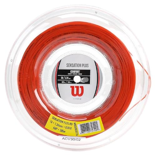 Wilson Tennissaiten-Rolle Sensation Plus, Durchmesser: 1,34 mm, rot, WR830050116 Wilson Tennissaiten-Rolle Sensation Plus, Durchmesser: 1,34 mm, rot, WR830050116 von Wilson