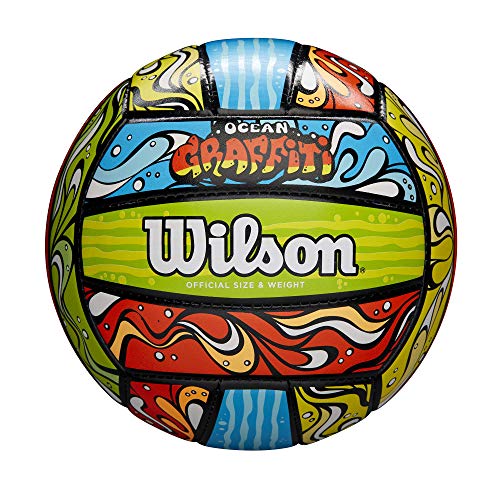 Wilson Unisex-Adult OCEAN GRAFFITI BLUORGR Volleyball, BLUE/ORANGE/GREEN/YELLOW, OFFICIAL von Wilson