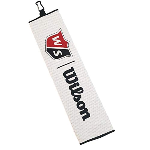 Wilson Staff Unisex Golf-Handtuch, Dreifach gefaltet, TRI FOLD, Mikrofaser, Weiß, Einheitsgröße, WGA9000101 von Wilson