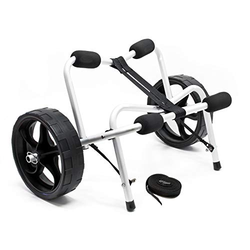 Wiltec klappbarer Alu Kanuwagen bis 68 kg, Transportwagen für Boote, Kanus und Kajaks, Surfwagen mit Polstern, ⌀26 cm PU-Räder inkl. Nylonband zur Fixierung Wiltec klappbarer Alu Kanuwagen bis 68 kg, Transportwagen für Boote, Kanus und Kajaks, Surfwagen mit Polstern, ⌀26 cm PU-Räder inkl. Nylonband zur Fixierung von Wiltec