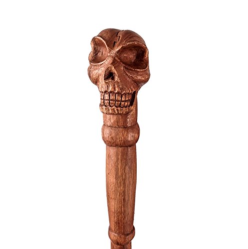 WINDALF Alchemisten Mittelalter Wanderstab Skull 1.80 m Totenkopf Hexen Magierstab Wanderstock Spazierstock Handgearbeitet aus Holz von Windalf