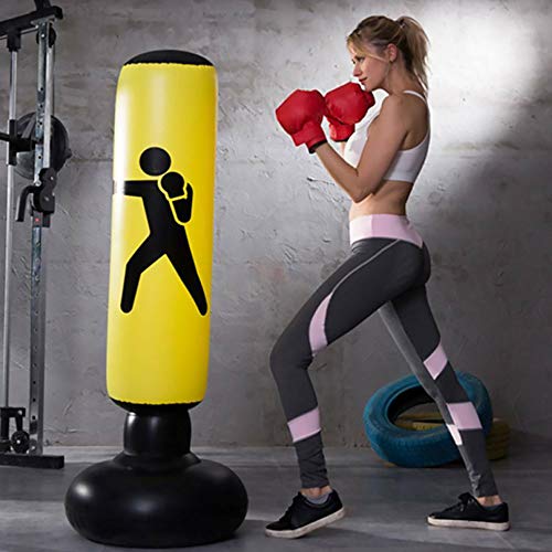 WingFly Aufblasbarer Boxsack, Freistehende Boxsack Box Sport Stress Relief Boxen Ziel Schweres Training Fitness Sandsack, 160 cm-Gelb WingFly Aufblasbarer Boxsack, Freistehende Boxsack Box Sport Stress Relief Boxen Ziel Schweres Training Fitness Sandsack, 160 cm-Gelb von WingFly