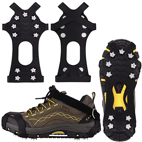 WINLINE Spikes für Schuhe, Schuhspikes, Schuhkrallen Steigeisen für Schuhe im Winter Rutschfestes, langlebiges Material aus Edelstahl und Winter Outdoor Sports Klettern (Schwarz, L) von Winline