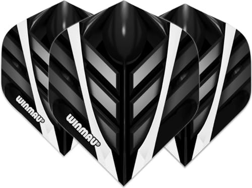 WINMAU Mega Standard Dartflüge in Schwarz, Weiß und Grau - 1 Set pro Packung (insgesamt 3 Flüge) von WINMAU