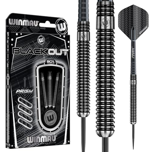 WINMAU Blackout 22g Profi Wolfram Steeltip Dartpfeile Set mit Flights und Schäfte von WINMAU