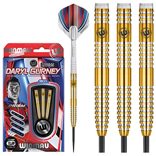 WINMAU Daryl Gurney 23g Original Profi Wolfram Steeltip Dartpfeile Set mit Flights und Schäfte von WINMAU