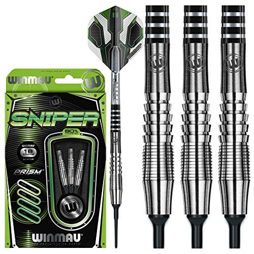 WINMAU Sniper 18g Softip Profi Wolfram Steeltip Dartpfeile Set mit Flights und Schäfte von WINMAU