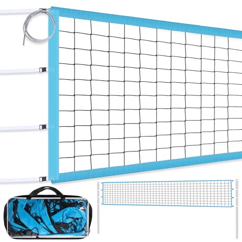 WinnerWhy Volleyballnetz mit Stahlseil und verbreiterten Riemen, robustes Volleyballnetz, wetterbeständig, Hinterhof, Volleyballnetz, Ersatz für drinnen und draußen, Sommer, Strand, Sport, 9,8 x 0,9 m von WinnerWhy