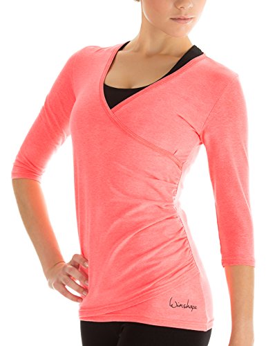 WINSHAPE Damen Ws3 In Wickeloptik 3/4-arm Shirt, Neon Coral, XS EU WINSHAPE Damen Ws3 In Wickeloptik 3/4-arm Shirt, Neon Coral, XS EU von WINSHAPE