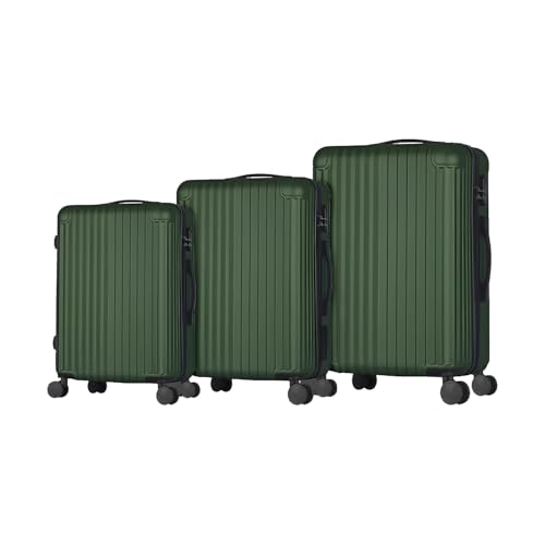 Wintem Set mit 3 Hartschalenkoffern, grün, mit 360°-Rollen und Teleskopgriff, ergonomischer Trolley aus ABS für Reisen, Schwarz, starre Koffer Wintem Set mit 3 Hartschalenkoffern, grün, mit 360°-Rollen und Teleskopgriff, ergonomischer Trolley aus ABS für Reisen, Schwarz, starre Koffer von Wintem