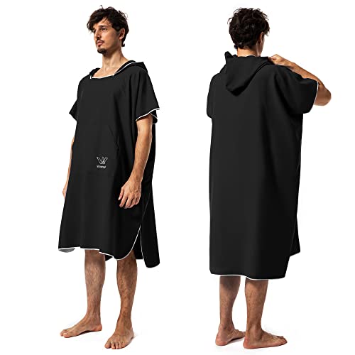Winthome Poncho Schnelles Trocknen, Badeponcho Strand Umziehhilfe, Surf Poncho Leichtgewicht mit Tasche und Kaputze, Handtuch Poncho Damen Herren, Strandponcho für Schwimmen Surf Strände (Schwarz, M) Winthome Poncho Schnelles Trocknen, Badeponcho Strand Umziehhilfe, Surf Poncho Leichtgewicht mit Tasche und Kaputze, Handtuch Poncho Damen Herren, Strandponcho für Schwimmen Surf Strände (Schwarz, M) von Winthome