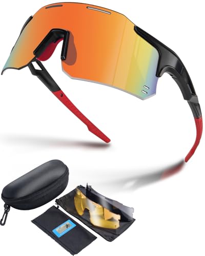 Winyoher Fahrradbrille Schnelle Brille Rave Herren-Leicht-Sportbrille Damen-UV400 Schutz-Sport Sonnenbrille Laufbrille mit 3 Austauschbare Linse für Radfahren Fahrrad Laufen Angeln Outdoorsports Winyoher Fahrradbrille Schnelle Brille Rave Herren-Leicht-Sportbrille Damen-UV400 Schutz-Sport Sonnenbrille Laufbrille mit 3 Austauschbare Linse für Radfahren Fahrrad Laufen Angeln Outdoorsports von Winyoher