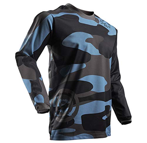 Herren Mountainbike MTB Top Langarm Atmungsaktiv Bequem Weich Feuchtigkeitstransport Radtrikot,Camouflage,XXL von Wisdom Wolf