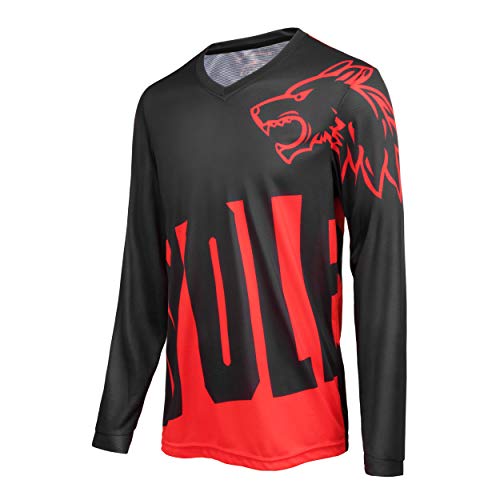 Herren Mountainbike MTB Top Langarm Atmungsaktiv Bequem Weich Feuchtigkeitstransport Radtrikot,Rot,L Herren Mountainbike MTB Top Langarm Atmungsaktiv Bequem Weich Feuchtigkeitstransport Radtrikot,Rot,L von Wisdom Wolf