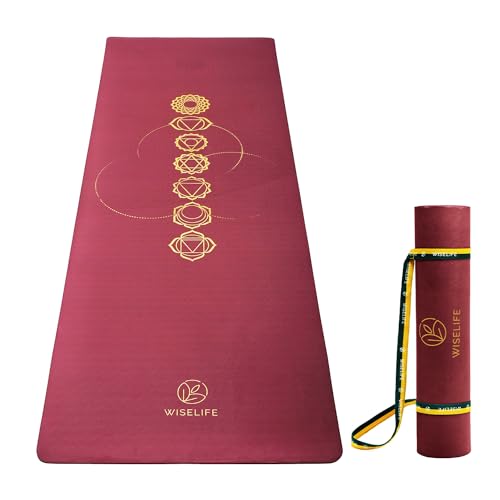 Wiselife TPE Yogamatte mit 7-Chakra-Druck, 6 mm und Yogagurt für Männer, Frauen, Kinder, rutschfest, extra dick, lang und breit, Übungsmatte für Workout, Fitness, Yoga, Fitnessstudio, Zuhause und Wiselife TPE Yogamatte mit 7-Chakra-Druck, 6 mm und Yogagurt für Männer, Frauen, Kinder, rutschfest, extra dick, lang und breit, Übungsmatte für Workout, Fitness, Yoga, Fitnessstudio, Zuhause und von Wiselife