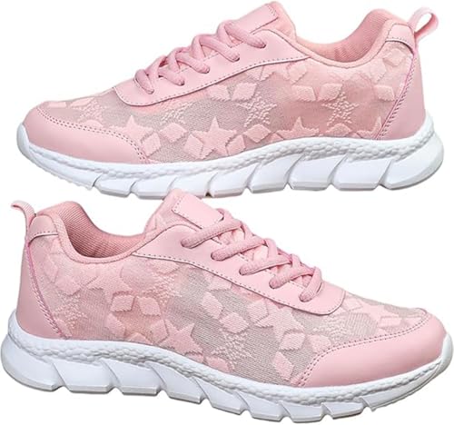 WitmAn Luxuriöse orthopädische Sportschuhe für Damen, Hohle, atmungsaktive Mesh-Schuhe, leichte und Bequeme Tennis-Laufschuhe, Bequeme Low-Top-Sportschuhe zum Gehen für Damen (38,Pink) von WitmAn