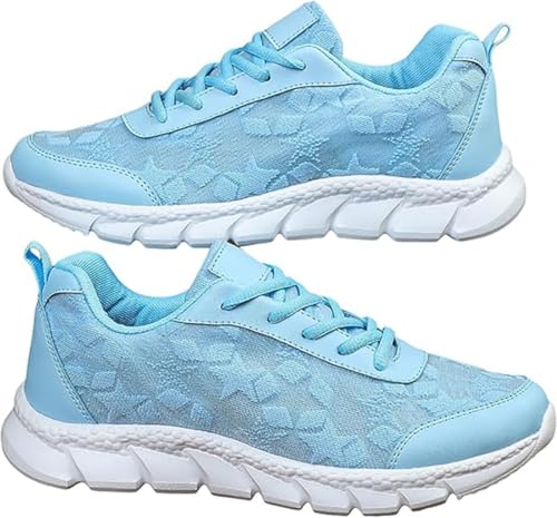 WitmAn Luxuriöse orthopädische Sportschuhe für Damen, Hohle, atmungsaktive Mesh-Schuhe, leichte und Bequeme Tennis-Laufschuhe, Bequeme Low-Top-Sportschuhe zum Gehen für Damen (42,Blue) von WitmAn