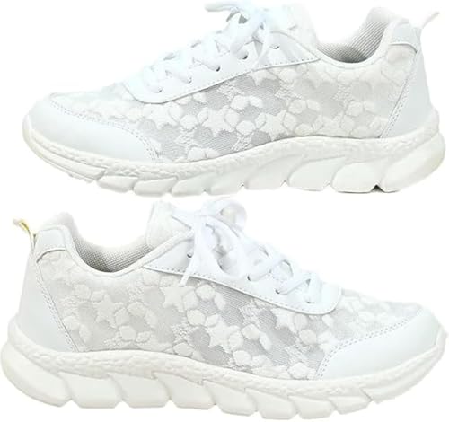 WitmAn Luxuriöse orthopädische Sportschuhe für Damen, Hohle, atmungsaktive Mesh-Schuhe, leichte und Bequeme Tennis-Laufschuhe, Bequeme Low-Top-Sportschuhe zum Gehen für Damen (42,White) von WitmAn