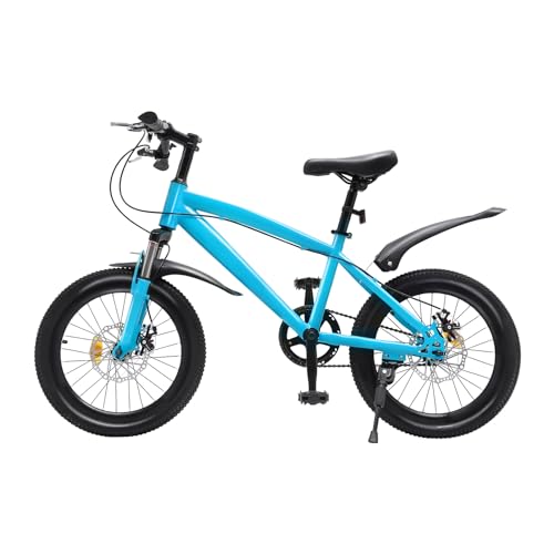 18 Zoll Kinderfahrrad Kinder MTB Einstellbare Mountainbike Kohlenstoffreicher Stahl Kinder Fahrrad in Blau mit Sortierbeutel und Reifenpumpe für Jungen und Mädchen von Wiyuer