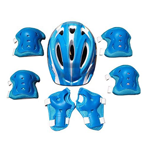 Fahrradhelm Kinder Knieschoner Schoner Inliner Schützer Schonerset 7 Stücke Protektoren Set Knieschützer für Fahrrad Helm Knie und Ellenbogenschützer mit Handgelenkschutz Schutzausrüstung (Blau) Fahrradhelm Kinder Knieschoner Schoner Inliner Schützer Schonerset 7 Stücke Protektoren Set Knieschützer für Fahrrad Helm Knie und Ellenbogenschützer mit Handgelenkschutz Schutzausrüstung (Blau) von Wizoowip