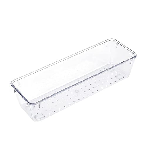 Wizoowip Rutschfester stapelbarer Behälter, transparente Aufbewahrungsbox, transparenter Schubladen-Organizer aus Acryl mit Ablauflöchern, stapelbarer Aufbewahrungsbehälter transparent L von Wizoowip