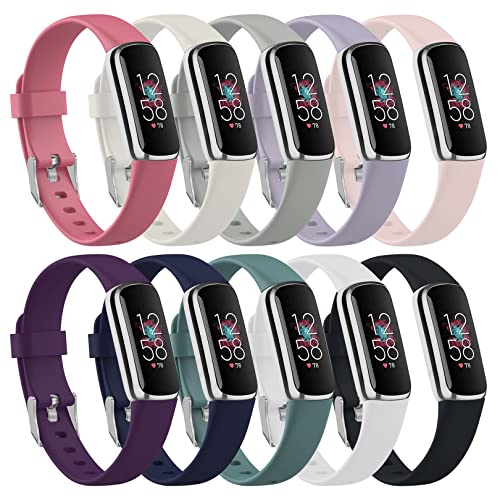 Wizvv 10 Farben Armband kompatibel mit Fitbit Luxe Tracker, verstellbare Silikon-Sport-Ersatzarmbänder, für Luxe Smart Watch für Mädchen, Frauen, kleines Handgelenk von Wizvv