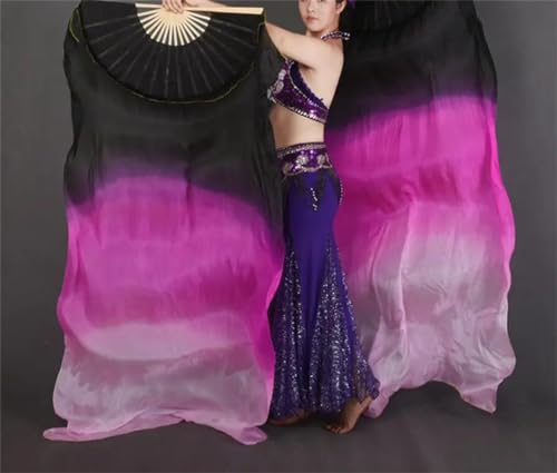 Wjnvfioo Seidenschleier Bauchtanz-Fächerpaar (1 l + 1 R) für Damen, orientalische Tanzshow-Requisiten von Wjnvfioo