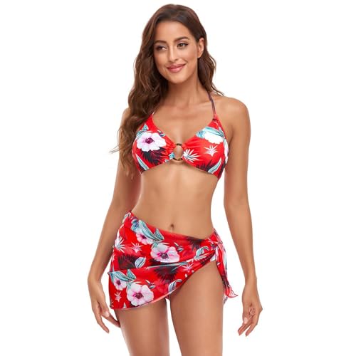 Bedruckter Dreiteiliger Schmaler Beachwear Tanga Badeanzug Kleine Brust Badeanzug Abdeckung Geraffter Wickel Badeanzug von Wjsdsg