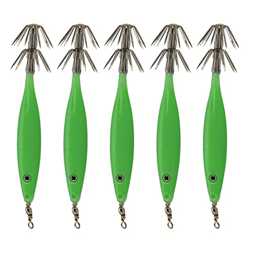 Wjsdsg 5PCS Hartplastik Leuchtende Garnelen Angeln Lockt Tintenfisch Jig Köder Nachtleuchtende Nacht Lockt Angeln Tackles 8cm/3 14" von Wjsdsg