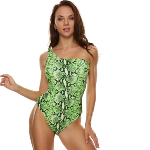 Wjsdsg Badeanzug Rückenfrei Damen Bedruckter Badeanzug Shoulder Bademode Badeanzug Beachwear Badeanzüge Damen Mädchen von Wjsdsg