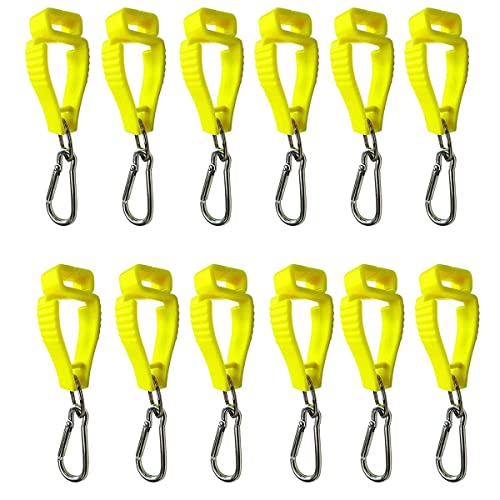 Wlauqueta Handschuh-Clips für Arbeitshandschuhhalter, Handschuhgürtel mit Metall-Karabinern für Bauarbeiter, Arbeit (gelb) von Wlauqueta