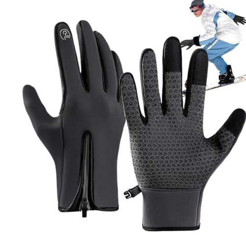 Wlikmjg Wasserdichte Winterhandschuhe, Snowboardhandschuhe, thermische Motorradhandschuhe, winddicht, warme Handschuhe Unisex mit Reißverschluss, Ausrüstung für kaltes Wetter zum Wandern und Radfahren von Wlikmjg