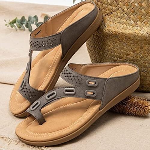 WoCOyo Damen Orthesen Sandale Sommer Mode Atmungsaktiv Leicht Zehentrenner Orthopädische Fußgewölbe Stütz Flip-Flops Plantarfasziitis Plattfüße Fersen und Fußschmerzlinderung,001,42EU von WoCOyo