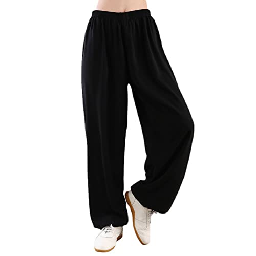 WoCOyo Taiji Training Hose Gemütlich Freizeit Chinesische Kampfkunst Tai Chi Kung Fu Qigong Shaolin Baumwolle Plus Seide Weite Beine Elastische Taille Tai Chi Kung Fu Hose für Damen Herren,001,XS WoCOyo Taiji Training Hose Gemütlich Freizeit Chinesische Kampfkunst Tai Chi Kung Fu Qigong Shaolin Baumwolle Plus Seide Weite Beine Elastische Taille Tai Chi Kung Fu Hose für Damen Herren,001,XS von WoCOyo