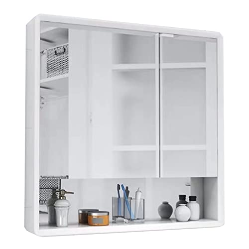 WolFum Badezimmer-Medizinschrank mit Spiegel, Badezimmerspiegel mit Stauraum, Korridor-Aufbewahrungsschrank, Badezimmerspiegel mit Stauraum (Farbe: Weiß, Größe: 70 x 80 x 14 cm) von WolFum