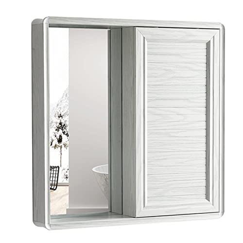 WolFum Badezimmerspiegel Medizinschrank mit Spiegel, Massivholzschrank, geeignet für Eingang, Schlafzimmer, Wohnzimmer (Farbe: Weiß, Größe: 70 x 70 x 12,5 cm) von WolFum