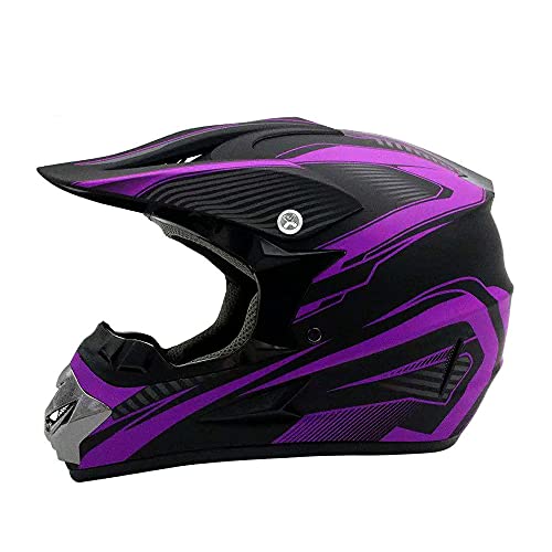 Woljay Motorrad Motocross Offroad Integralhelm Helm Kreuz E-Bike UTV Dreckiges Fahrrad Downhill DH Rennen - 3 Geschenk (Mittelgroß, Lila) von Woljay