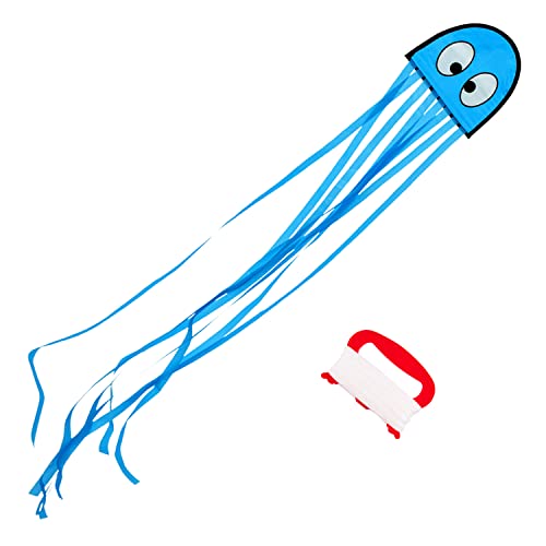 Wolkenstürmer® Mini Oktopus (blau) Kinderdrachen - Farbenfroher Einleiner inkl. Handgriff mit 40m Schnur - 1-Leiner Drachen & Flugspielzeug mit Gestänge - Drachen ab 3 Jahren von Wolkenstürmer