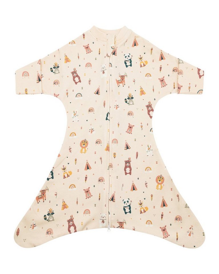 Wombambino Babyschlafsack 2in1 Pucksack und Schlafsack, Boho animals summer Wombi (1 tlg), Umschlagärmel,2 Wege Reißverschluss, Sommerschlafsack, 0,50-1 TOG von Wombambino