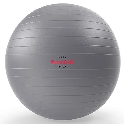 WOMEN'S HEALTH BODY Gymnastikball | Gymnastikball ideal für Stabilitätstraining, zur Körperstraffung, Gym Ball-Push Ups, Klappmessern und Stability Crunches (Grau, 55cm) von Women's Health BODY