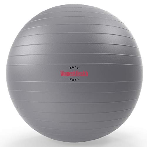 WOMEN'S HEALTH BODY Gymnastikball | Gymnastikball ideal für Stabilitätstraining, zur Körperstraffung, Gym Ball-Push Ups, Klappmessern und Stability Crunches (Grau, 65cm) von Women's Health BODY